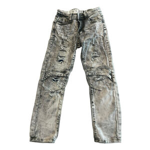 RGSTR Moto Jeans Boys Size 5/6 Gray Distressed Skinny Stretch Denim Pants